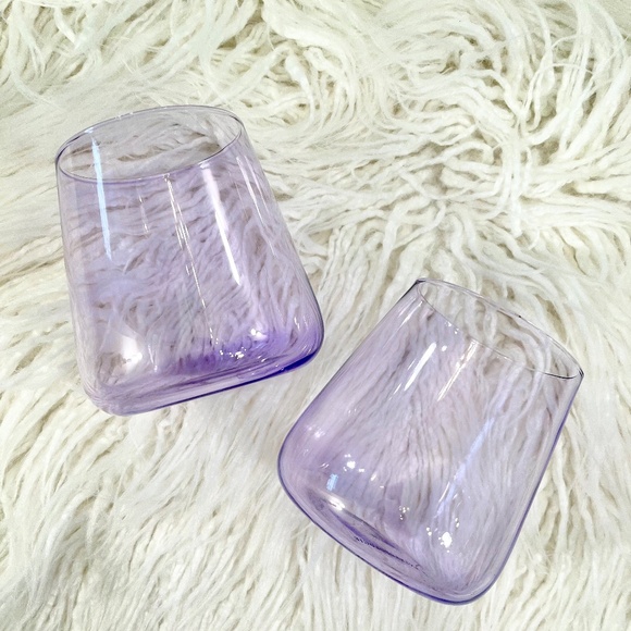 Anthropologie "Set of Morgan Stemless wine glasses in Lilac" New in Box NWT - Picture 2 of 11